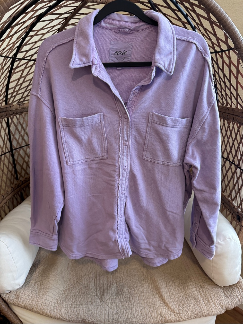 Aerie Lumberjane Button Down Shirt Small Purple Lavender